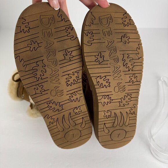 BearPaw Chestnut Brown Boots Sweater Calf Sheepskin Wool Lining Women's 7 EUC - Picture 7 of 12